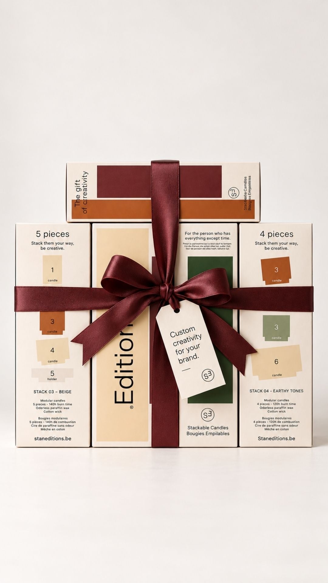 Stan Editions gift packaging with ribbon and personal card