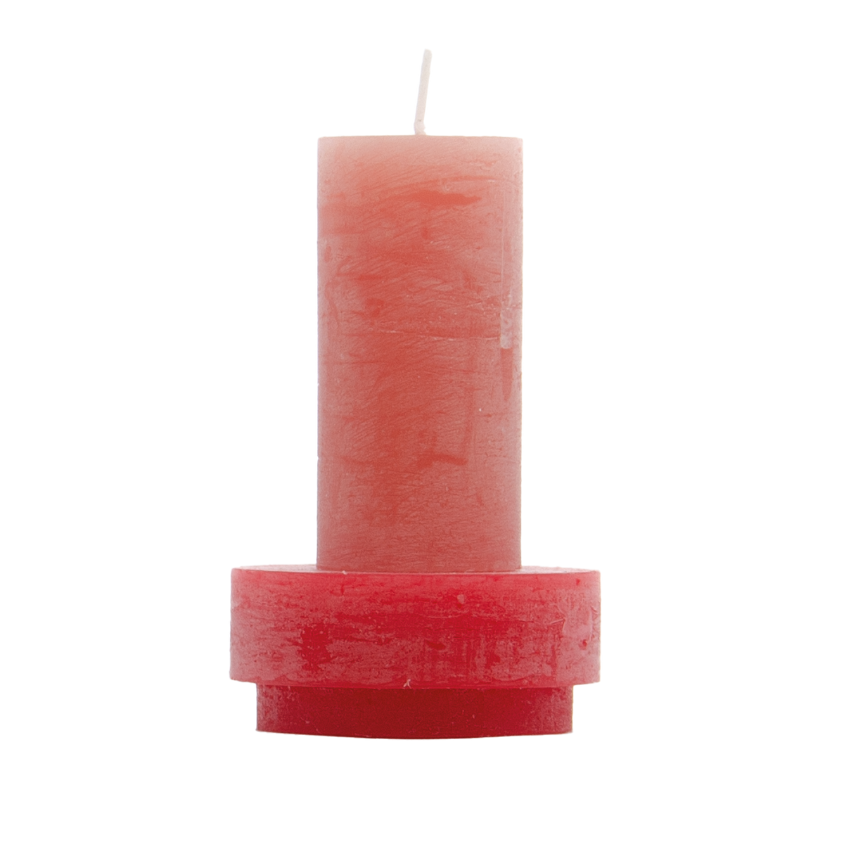 Roze kaars met rode houder van Stan Editions. Pink candle with red candle holder from Stan Editions. Bougie rose avec bougeoir rouge de Stan Editions 